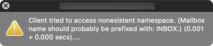 Name space error after creating a mailbox