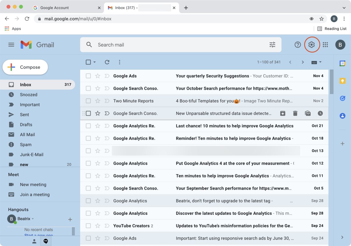 Gmail email view