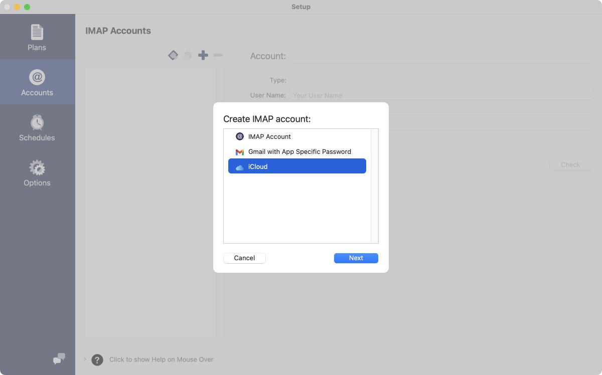 imap account type icloud