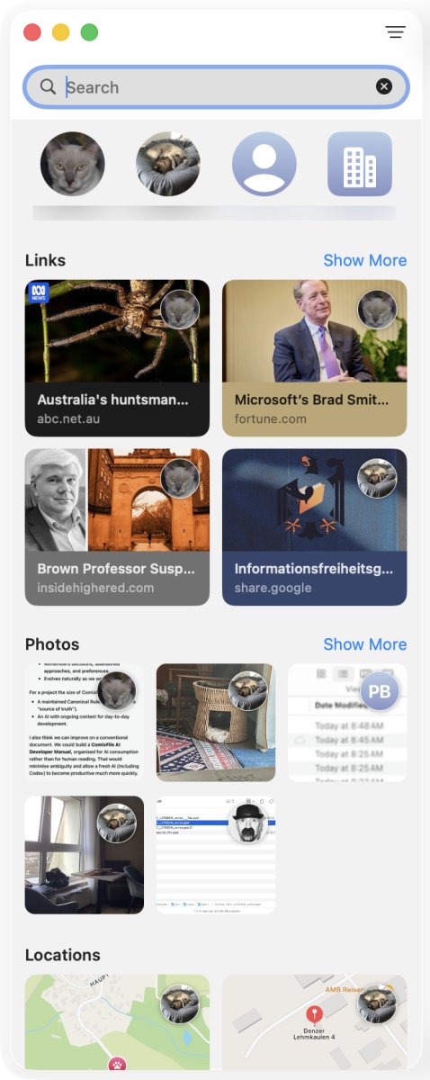 Apple Messages before showing search results