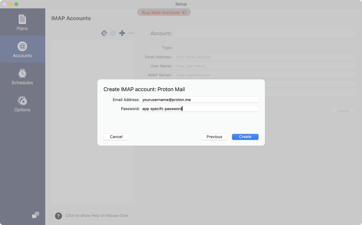 Enter account information for Proton