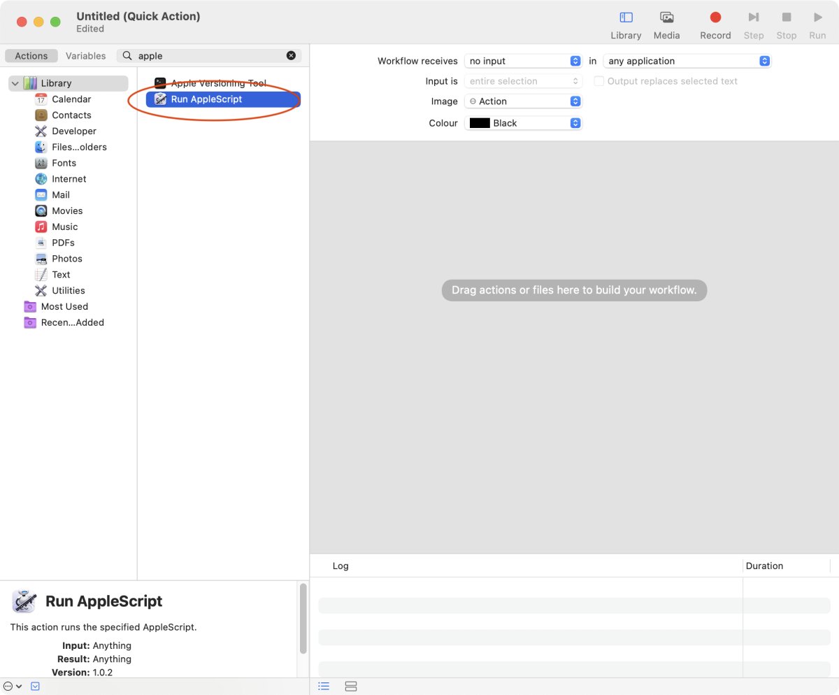 Add run Applescript to Quick Action