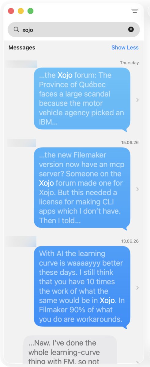 Apple Nachrichten mit dem Ergebnis einer Textsuche