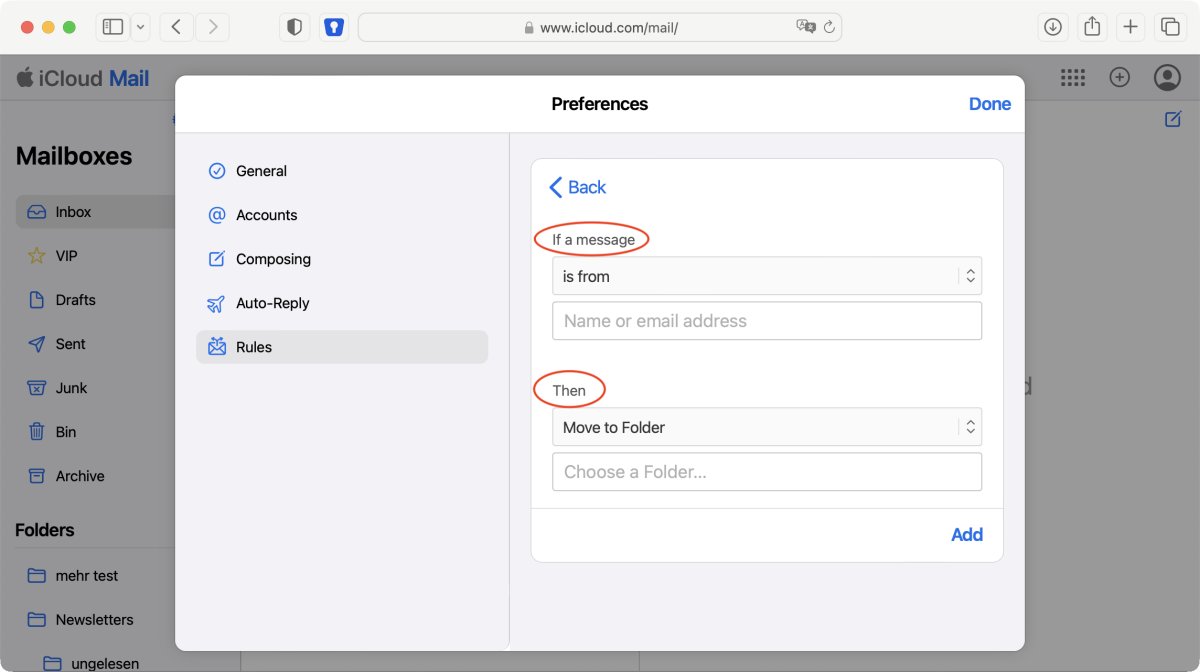 Add a rule for iCloud