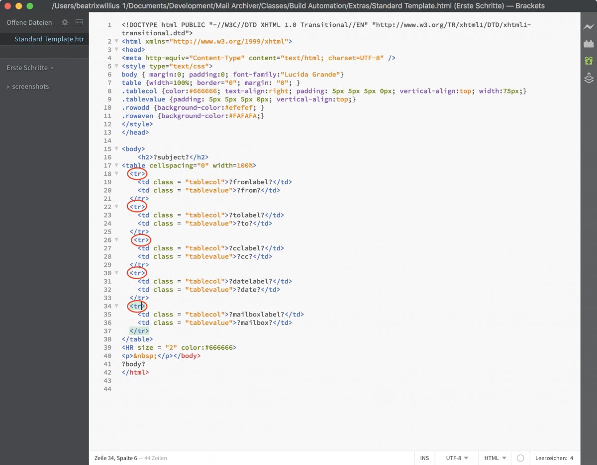 Further changes in the template
