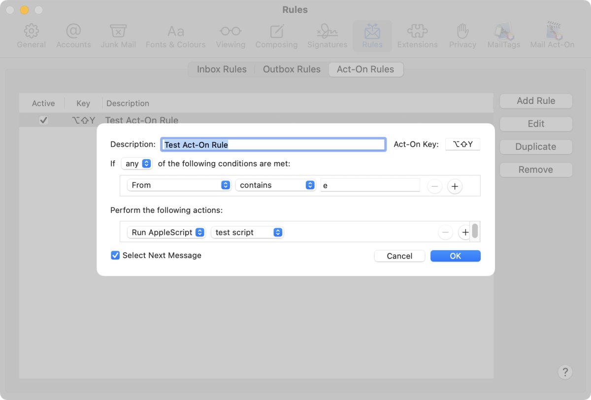 Use Mail Act-on with "Run AppleScript"