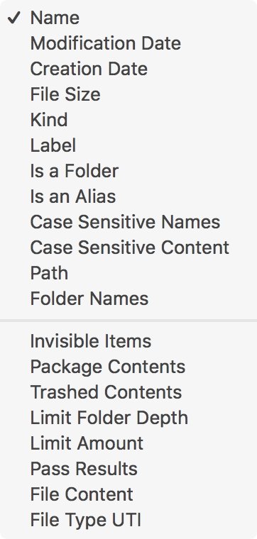 Find Any File: Search fields