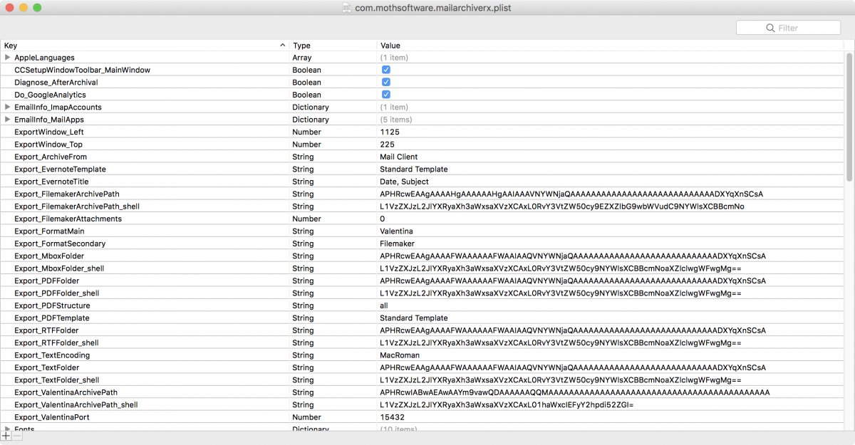 Mail Archiver preferences