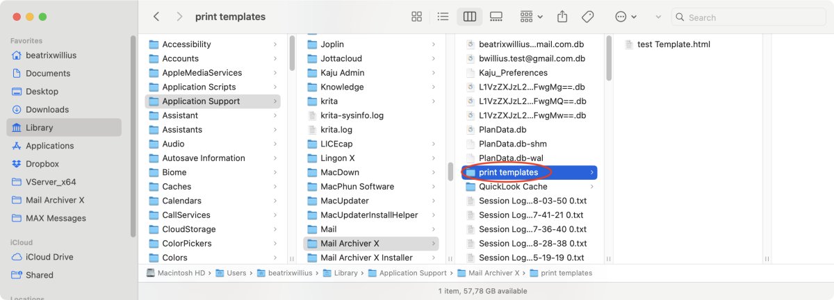 Location of print templates in Application Support