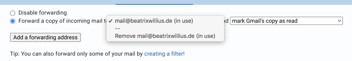 Remove forwarding email address