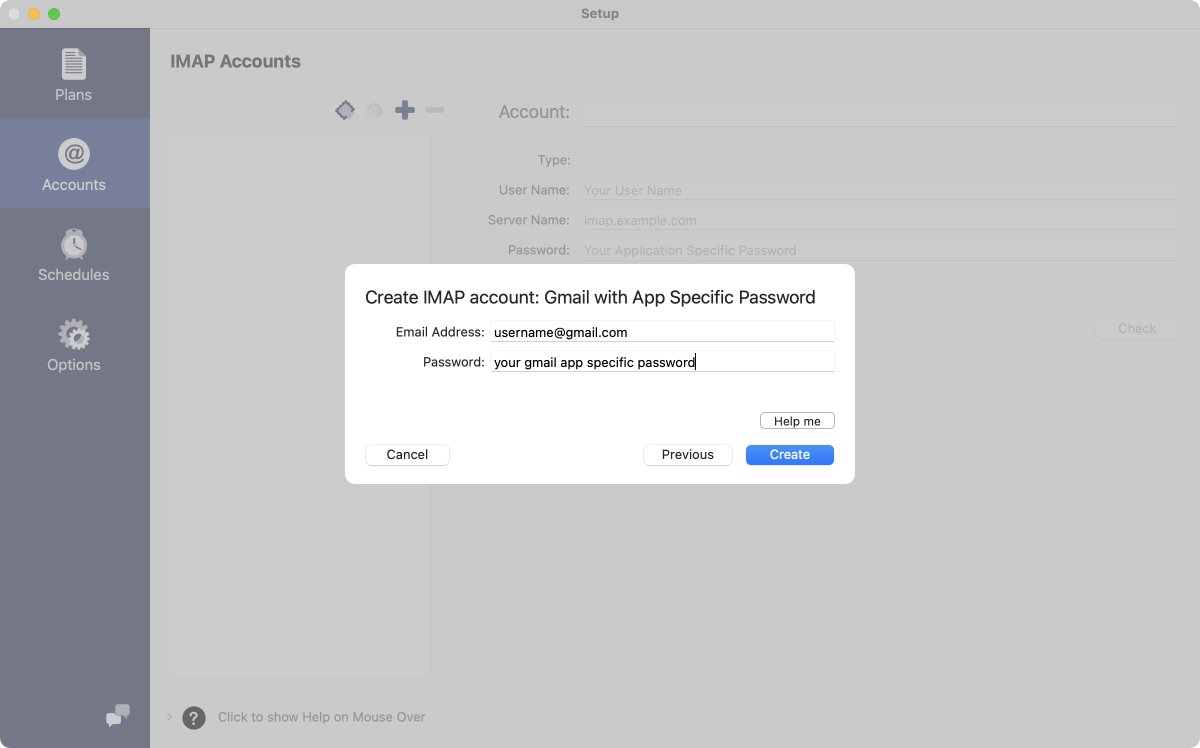 Email address and password for Gmail account
