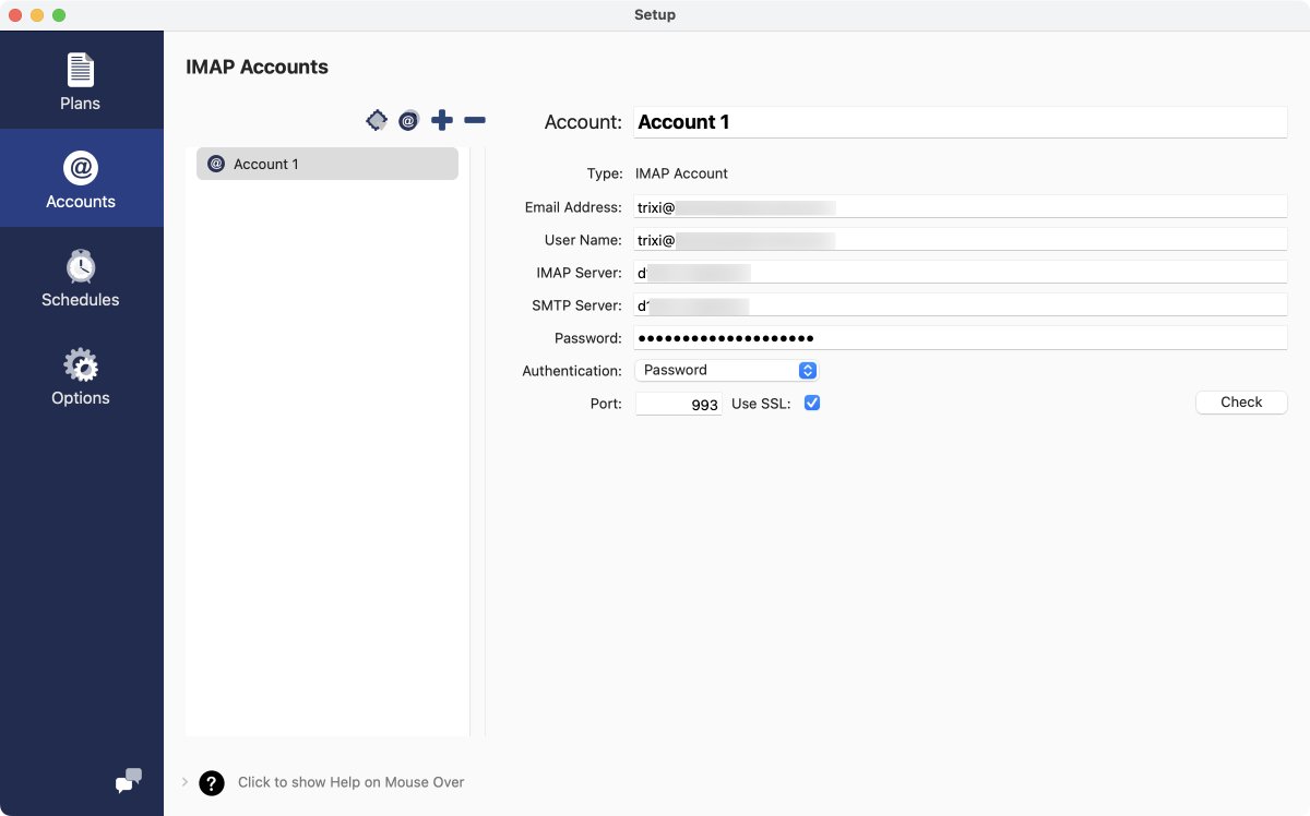 Account in Mail Archiver