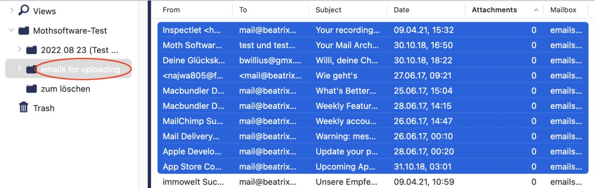 Mailbox in Mail Archiver
