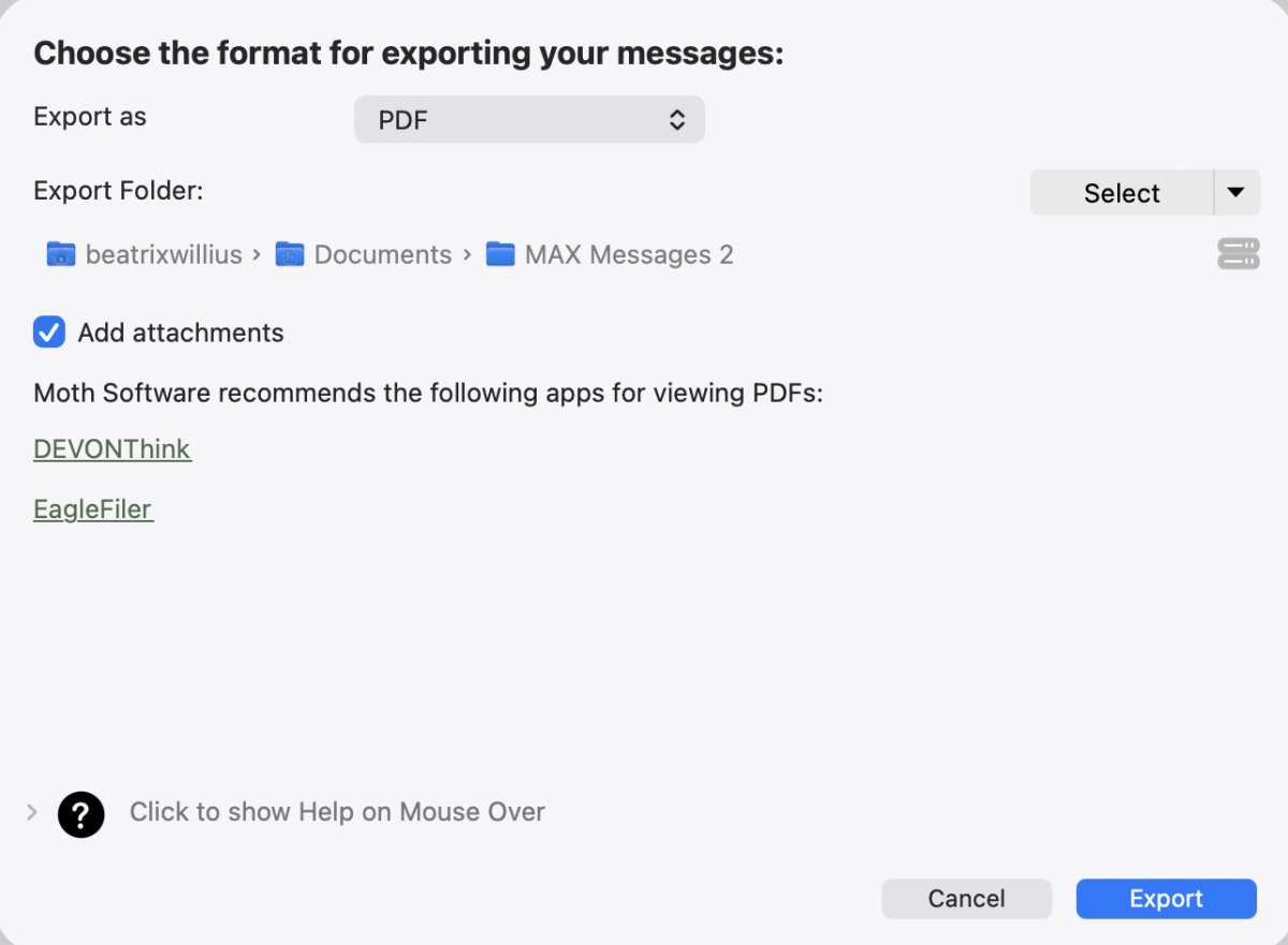 Einstellungen für den PDF-Export