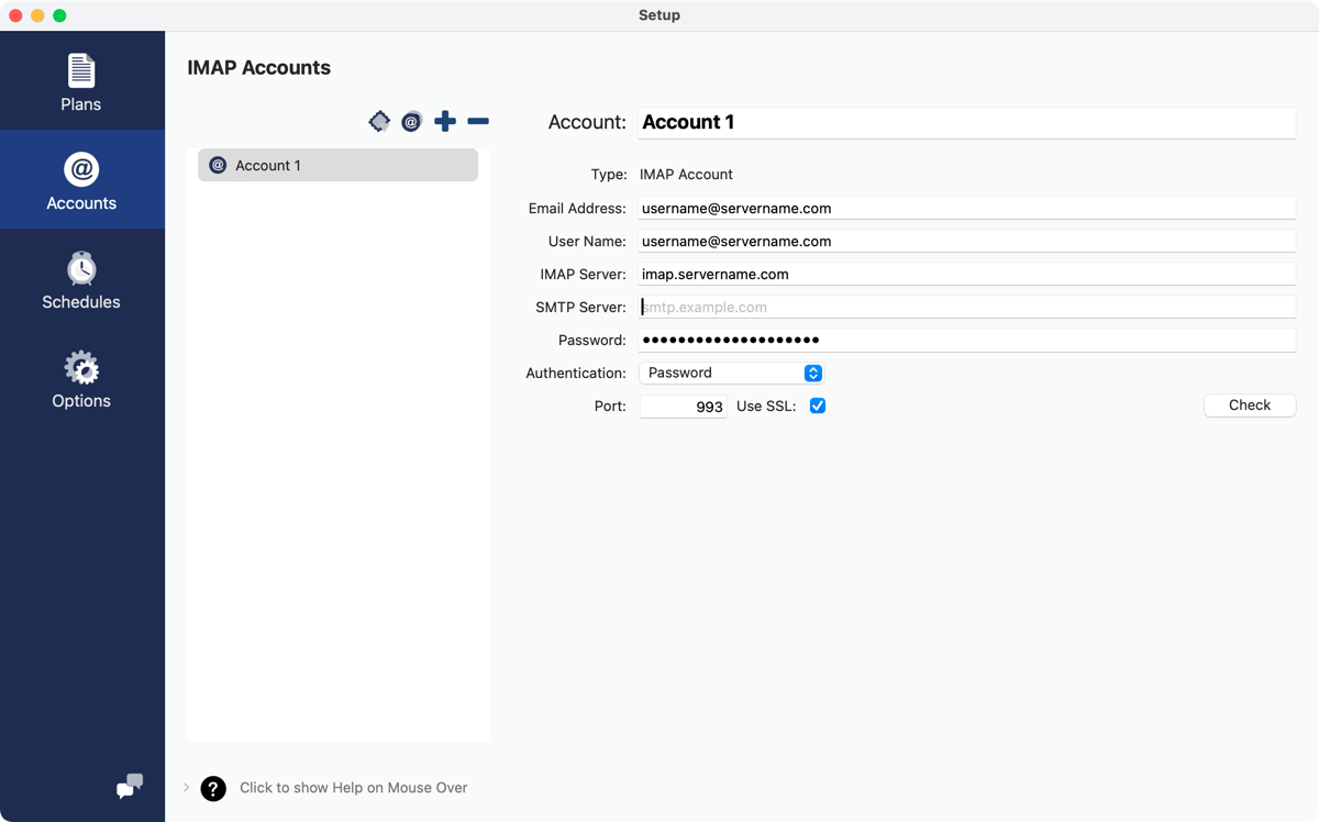 Create IMAP accounts