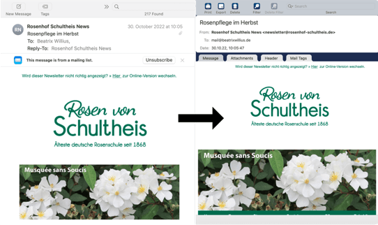 Email in Mail und in Mail Archiver