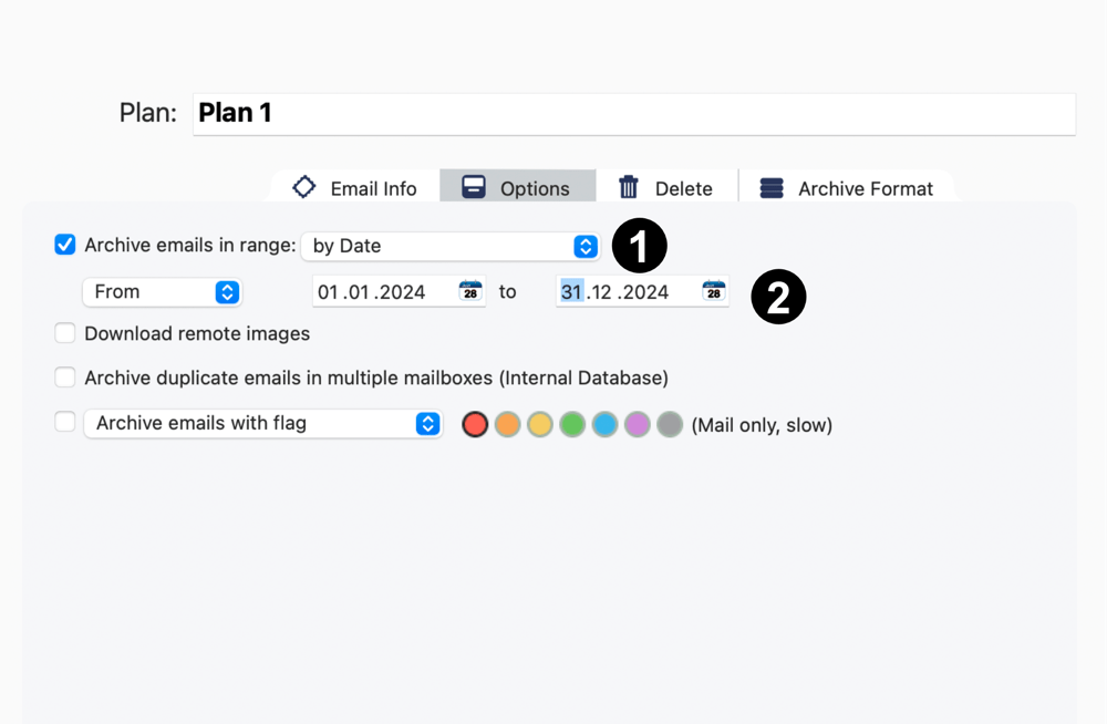 Archive in a fixed or floating date range